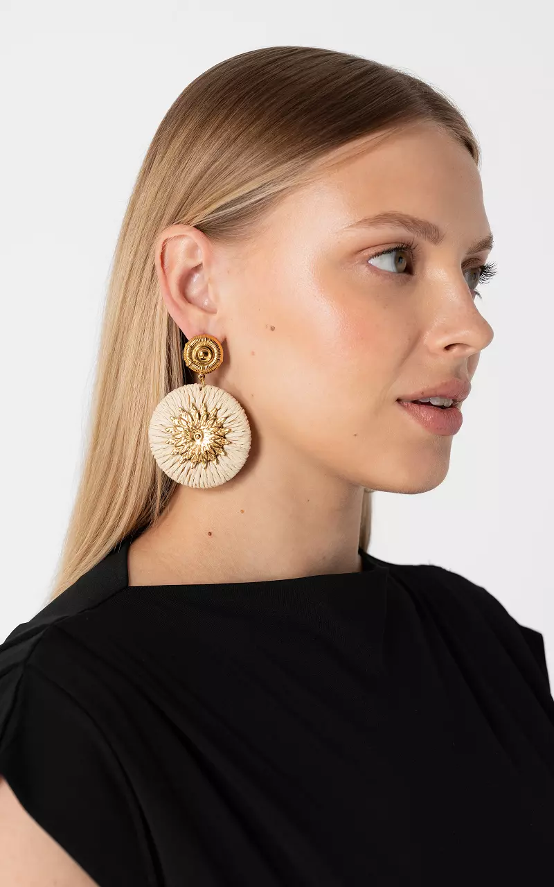 Oorbellen met hanger Goud Beige