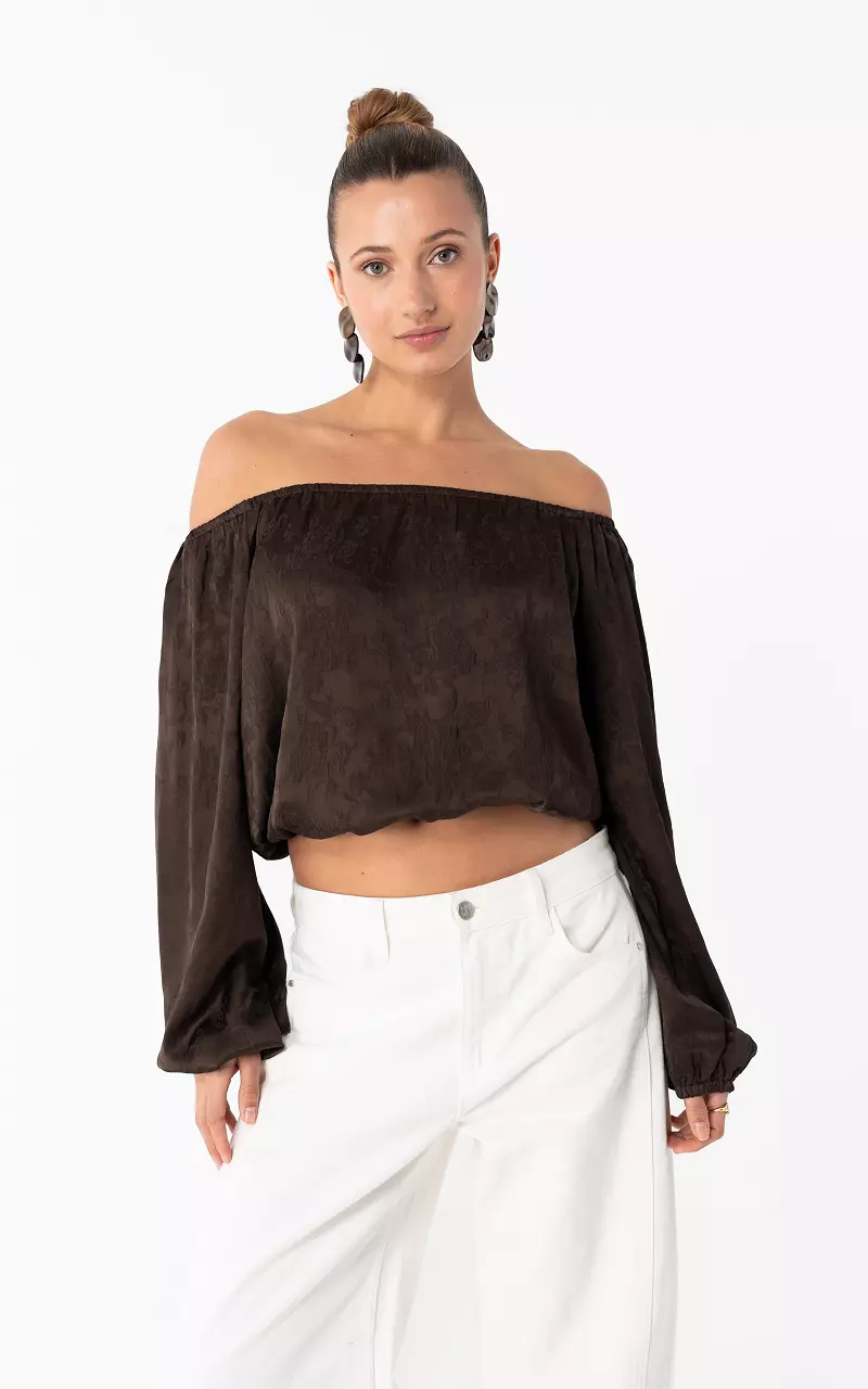 Off shoulder Top Dunkelbraun