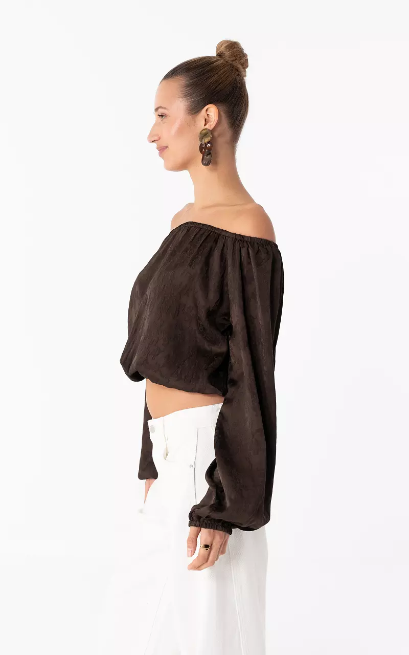 Off shoulder Top Dunkelbraun