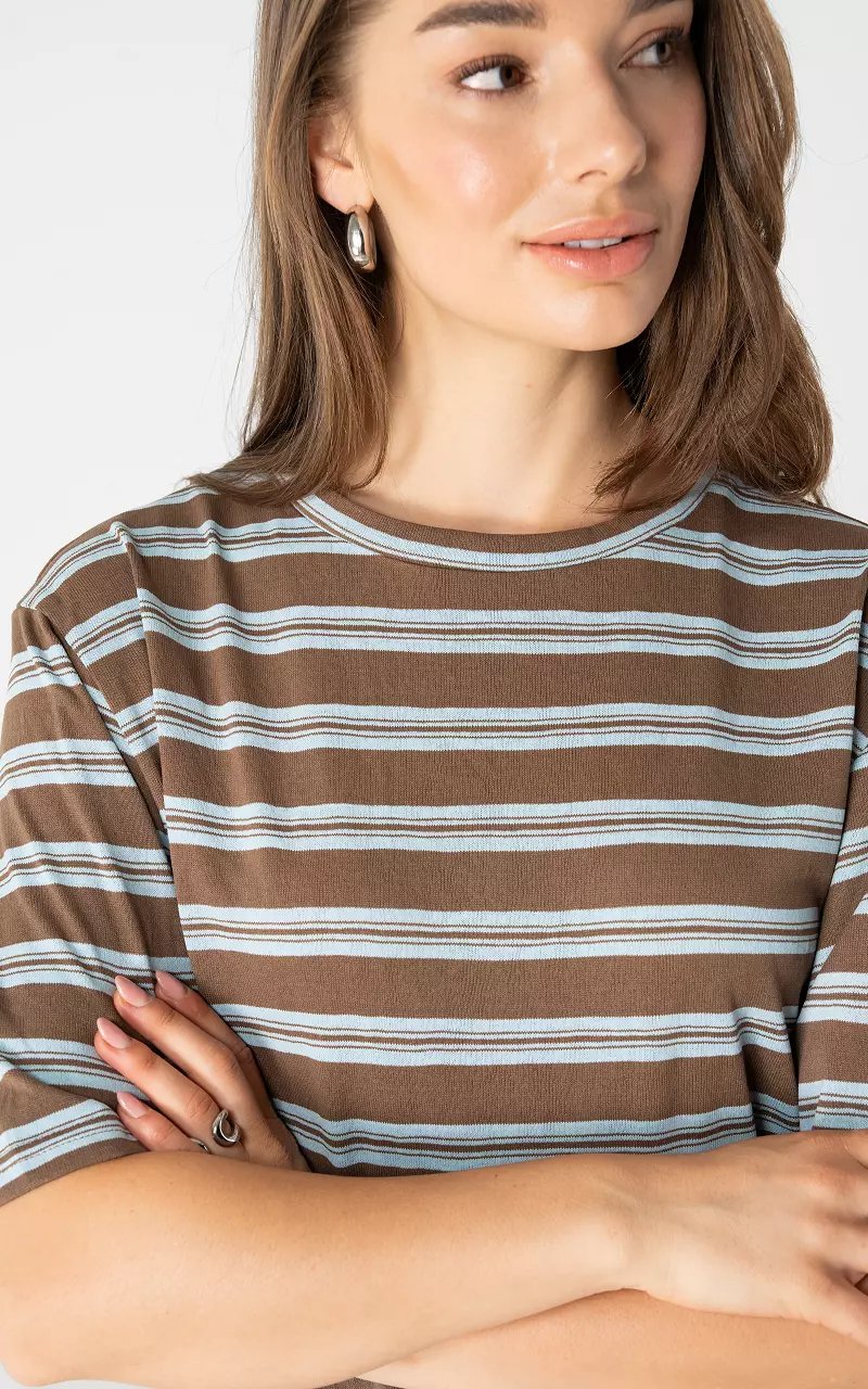 Boxy Shirt Braun Hellblau