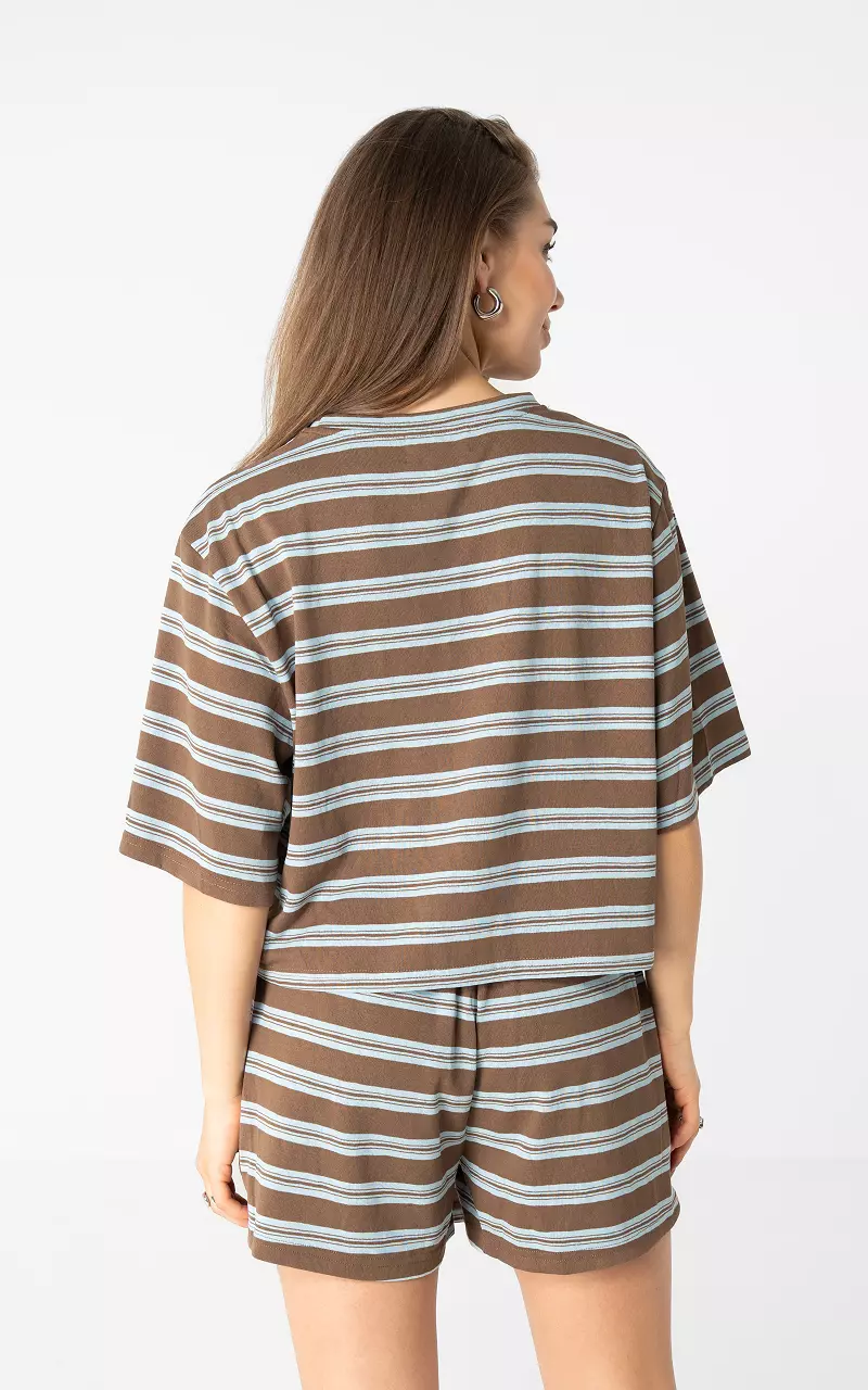 Boxy Shirt Braun Hellblau