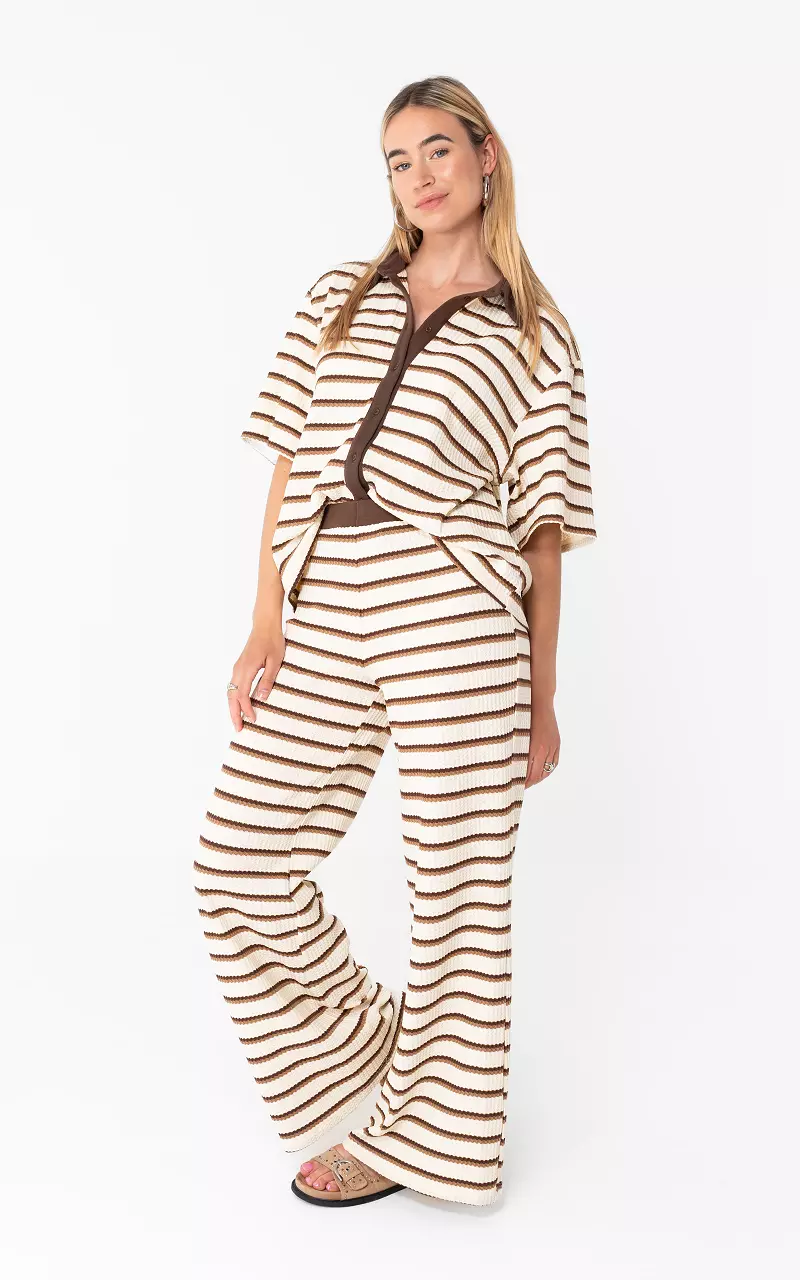 Hose mit Struktur Creme Braun