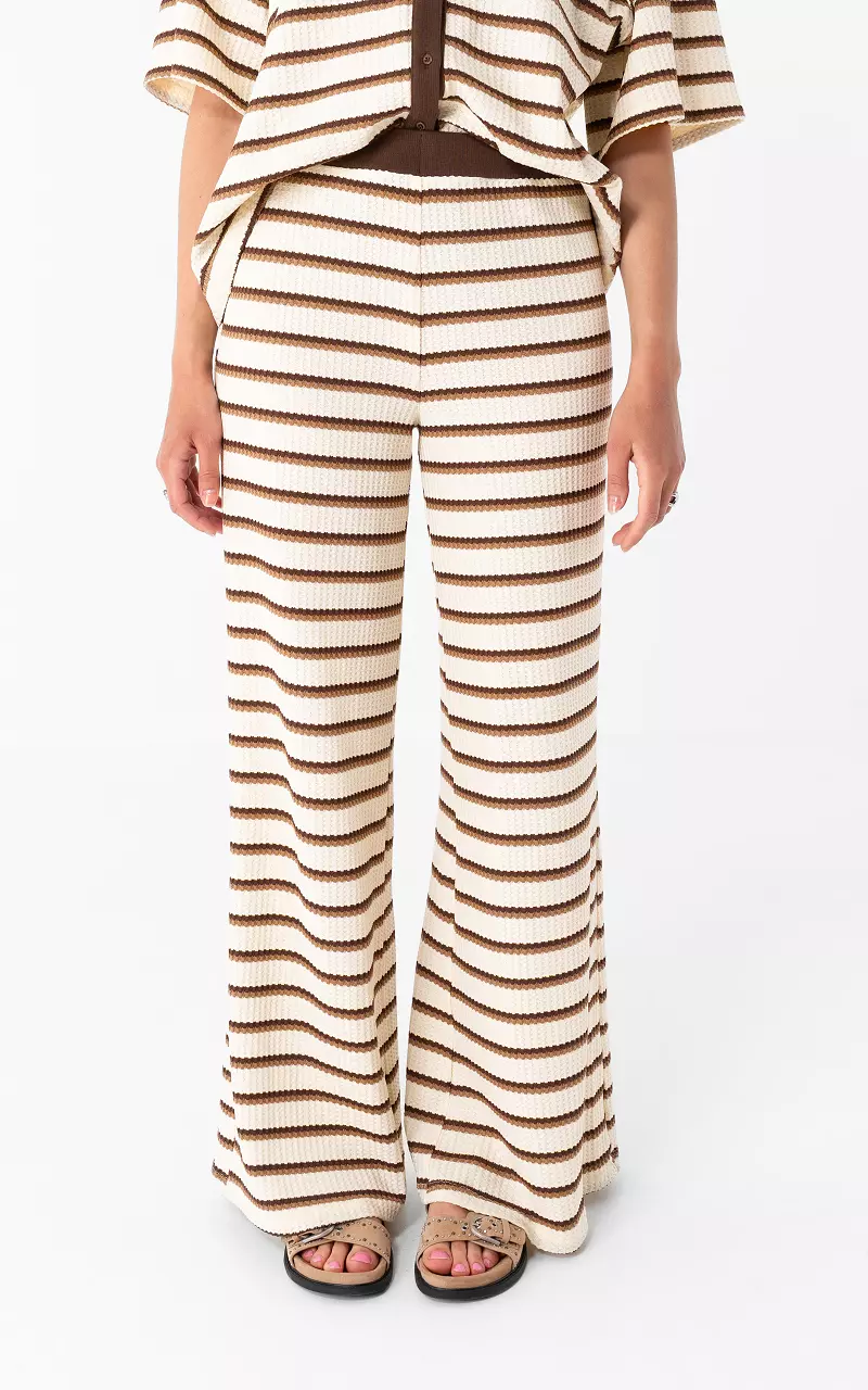 Hose mit Struktur Creme Braun