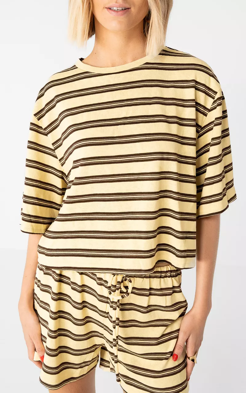 Boxy Shirt Hellgelb Braun