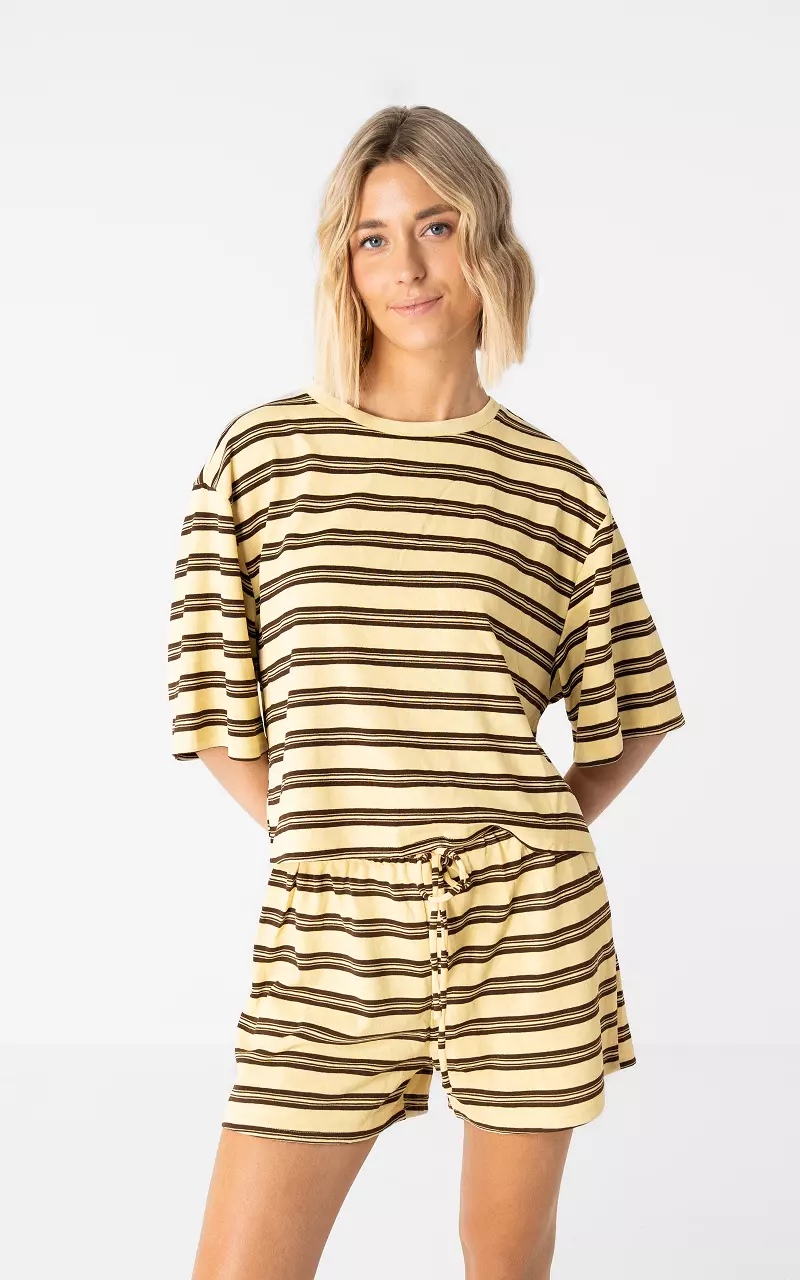 Boxy Shirt Hellgelb Braun