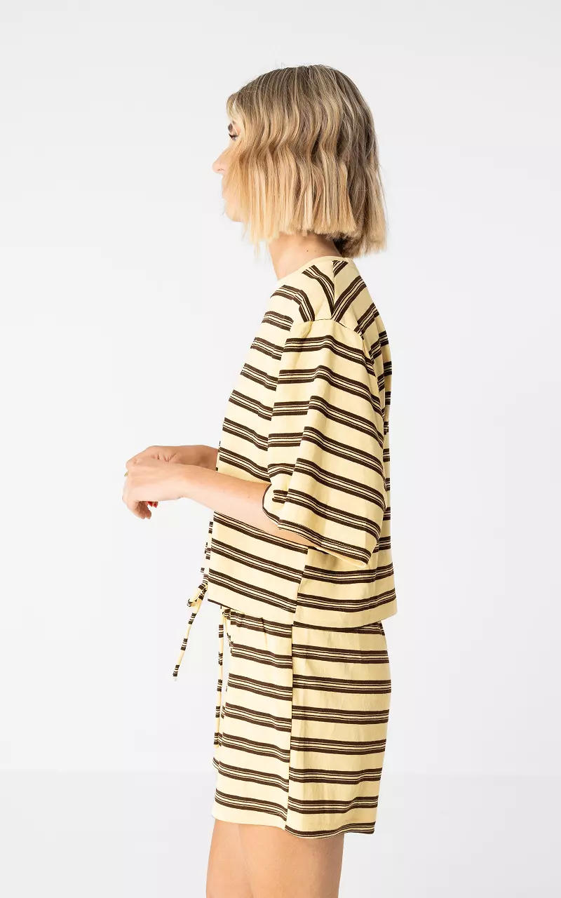 Boxy Shirt Hellgelb Braun