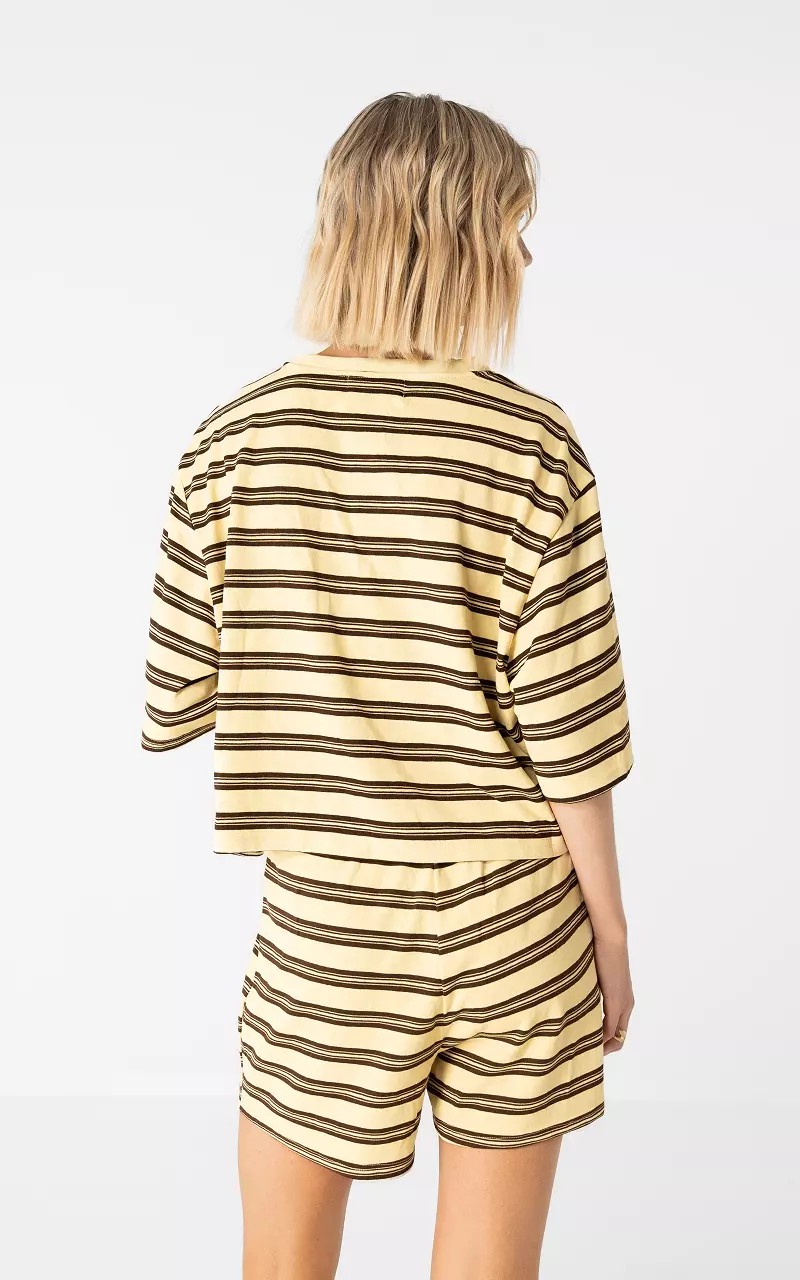 Boxy Shirt Hellgelb Braun