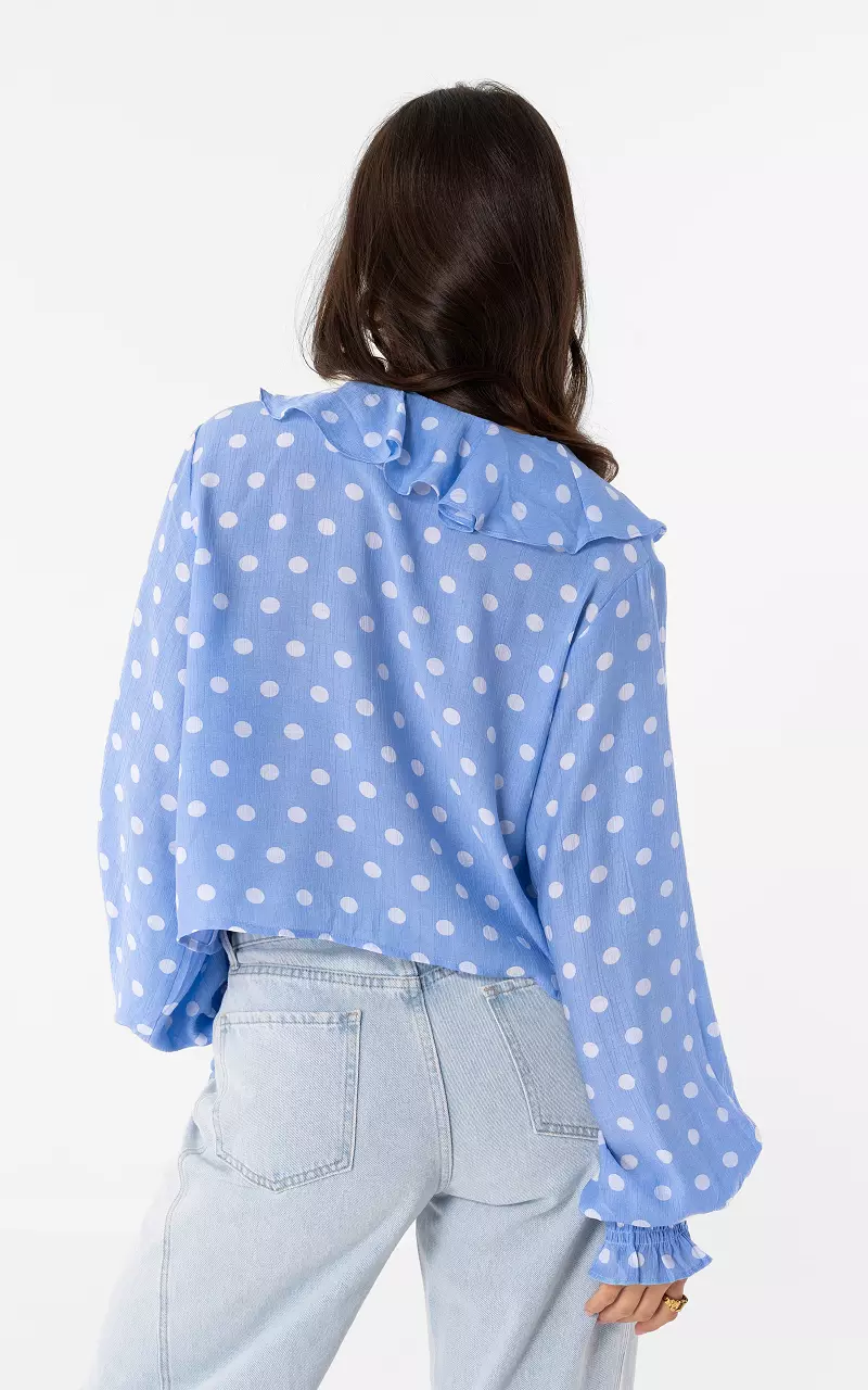 Blouse with ruffles Light Blue White