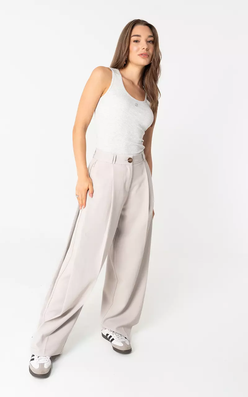Wide leg Pantalon Hellgrau