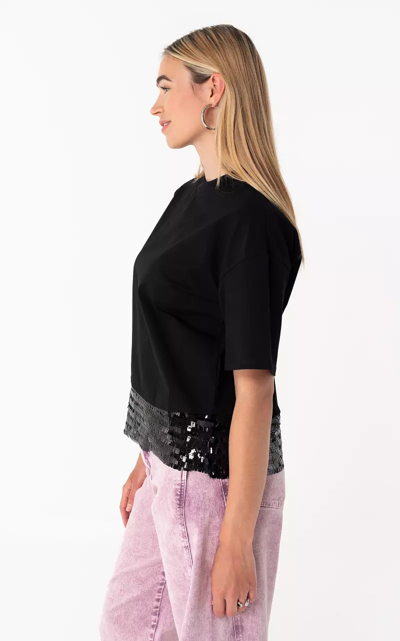 Shirt mit Pailletten Schwarz Schwarz