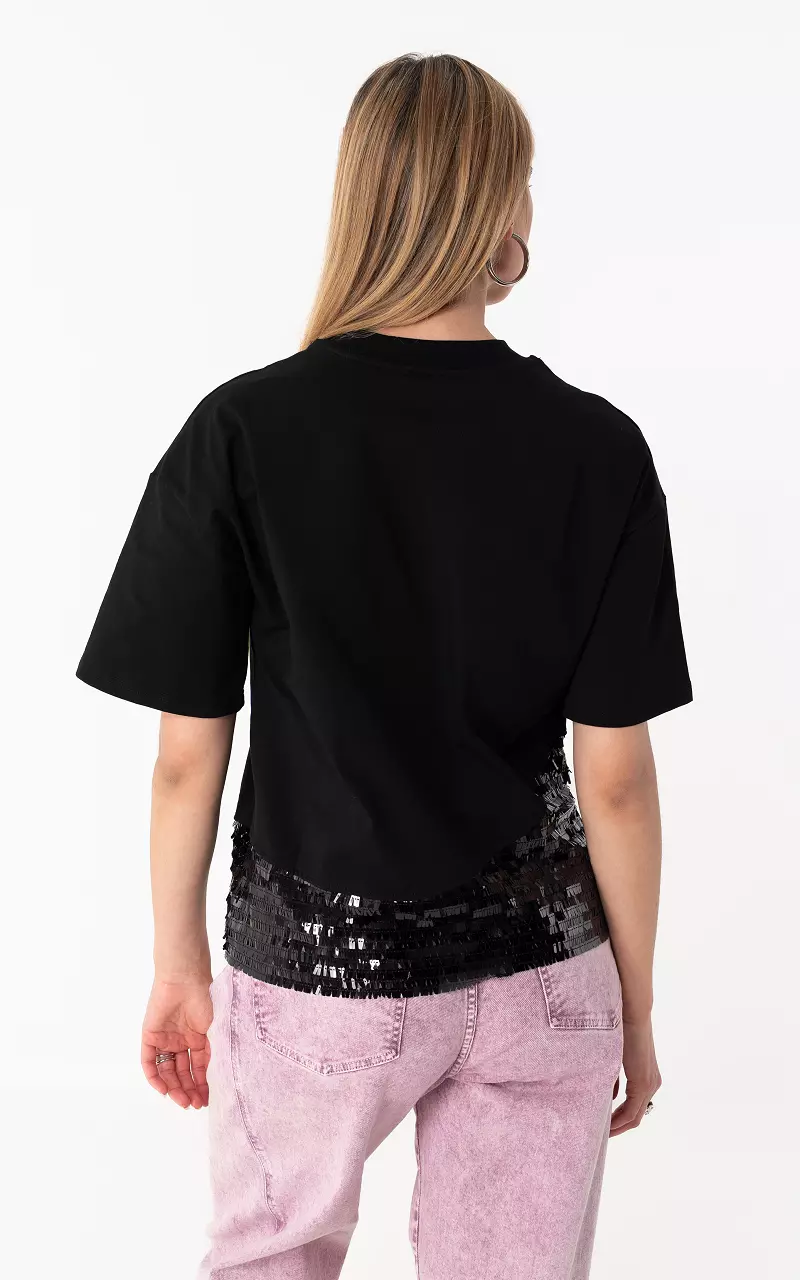 Shirt mit Pailletten Schwarz Schwarz
