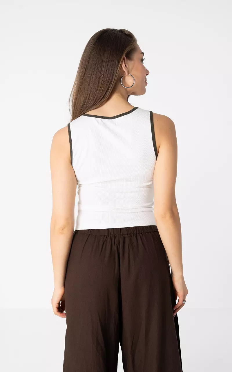 Basic Tanktop Weiß Dunkelbraun
