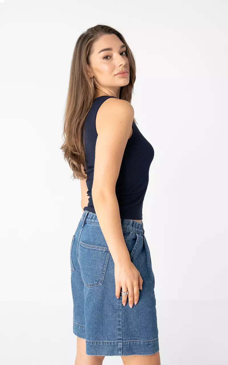 Basic Tanktop Dunkelblau Weiß
