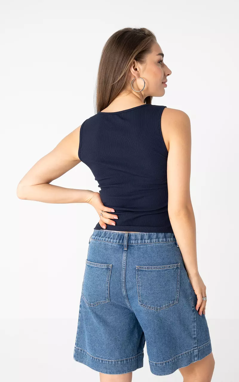 Basic Tanktop Dunkelblau Weiß