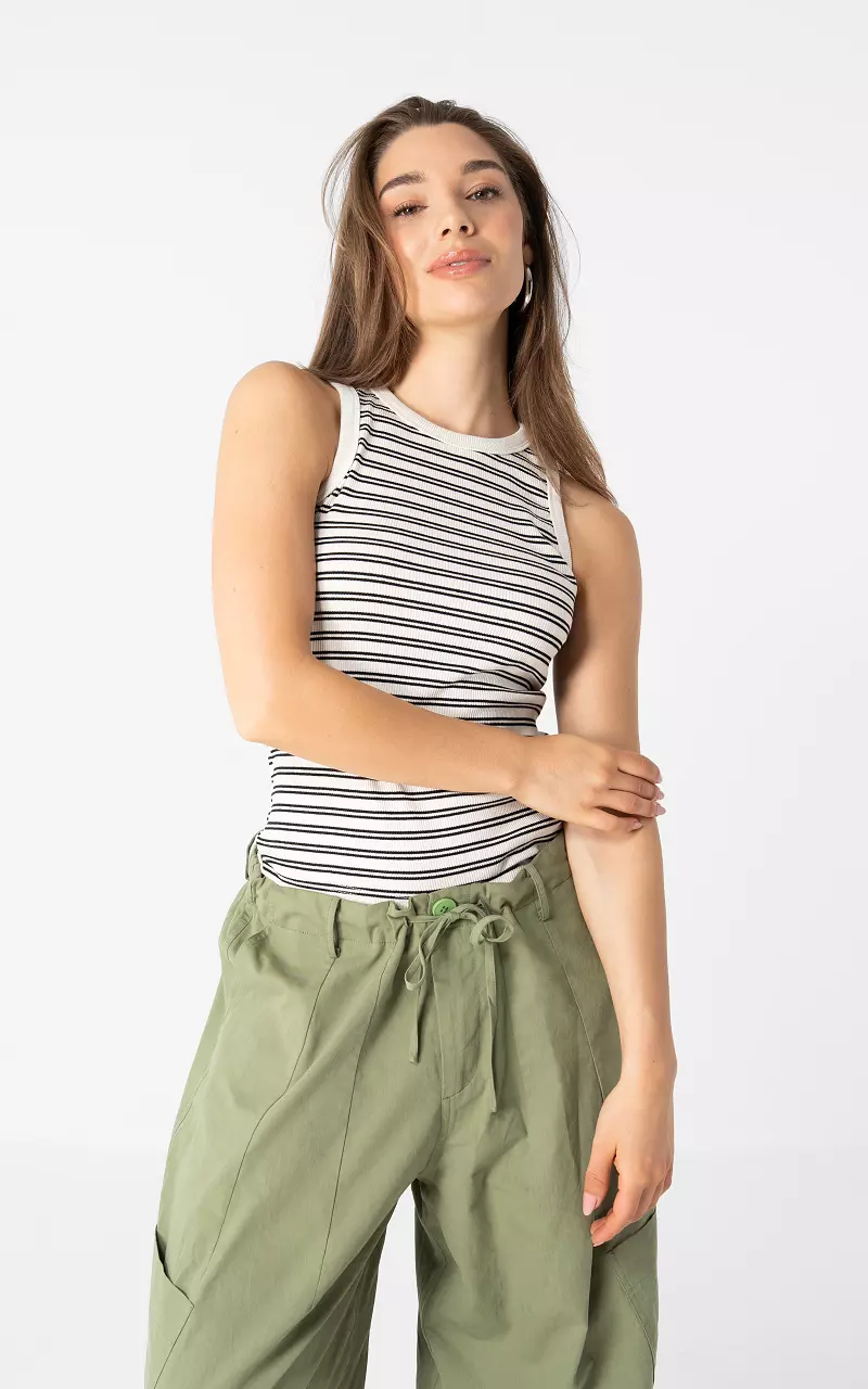 Striped halter top White Black