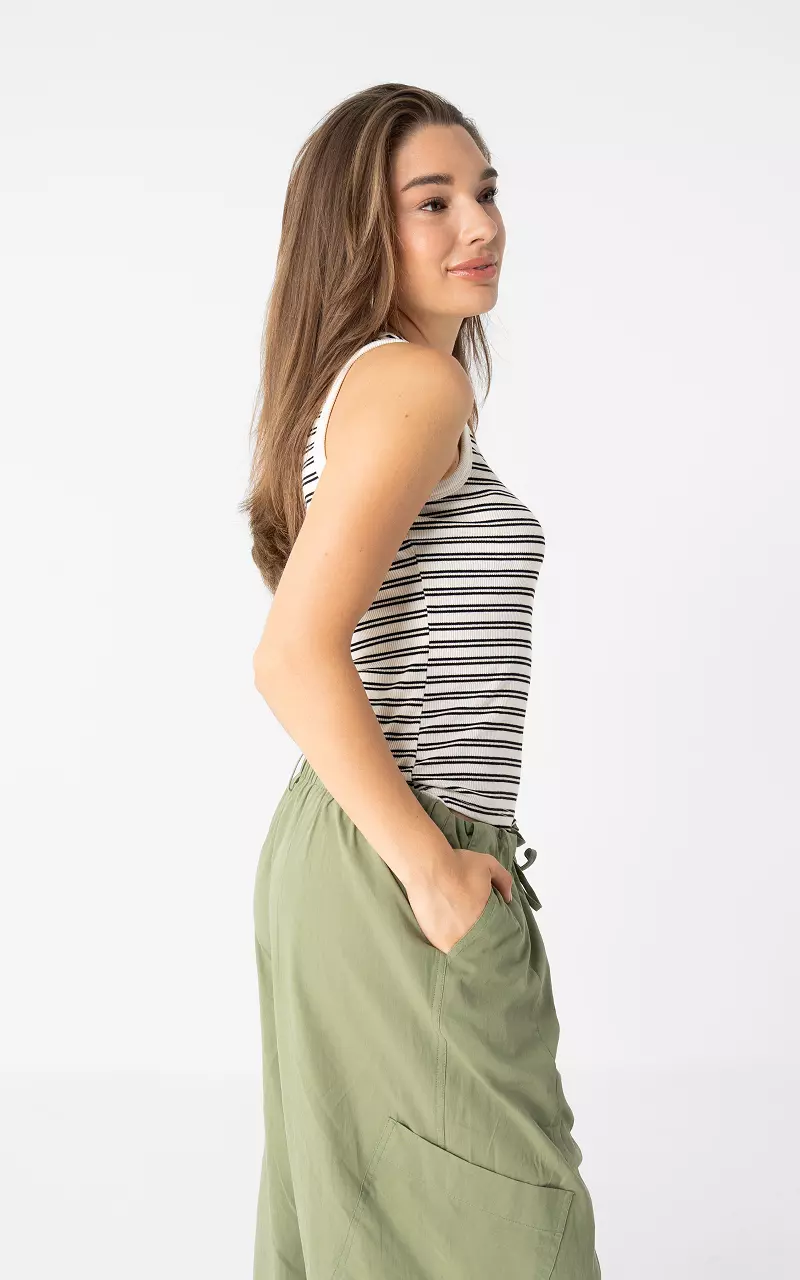 Striped halter top White Black
