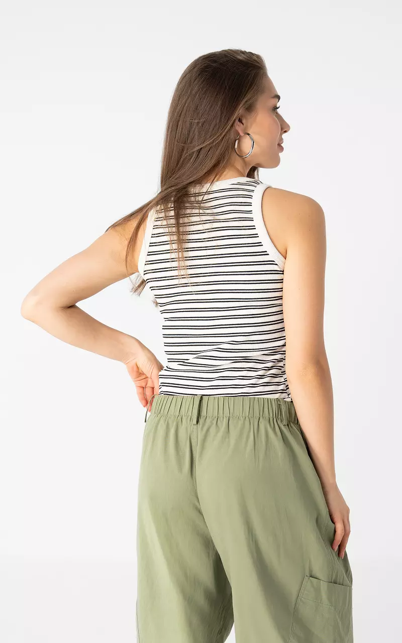 Striped halter top White Black