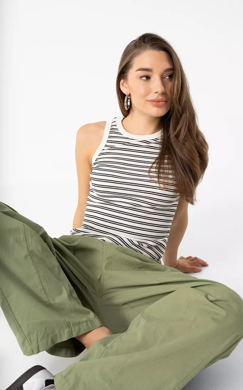 Striped halter top White Black