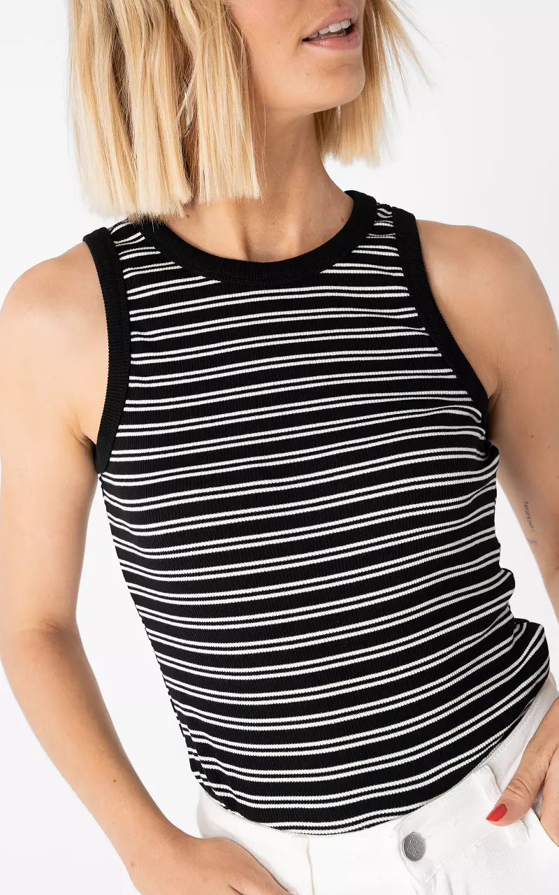 Striped halter top Black White