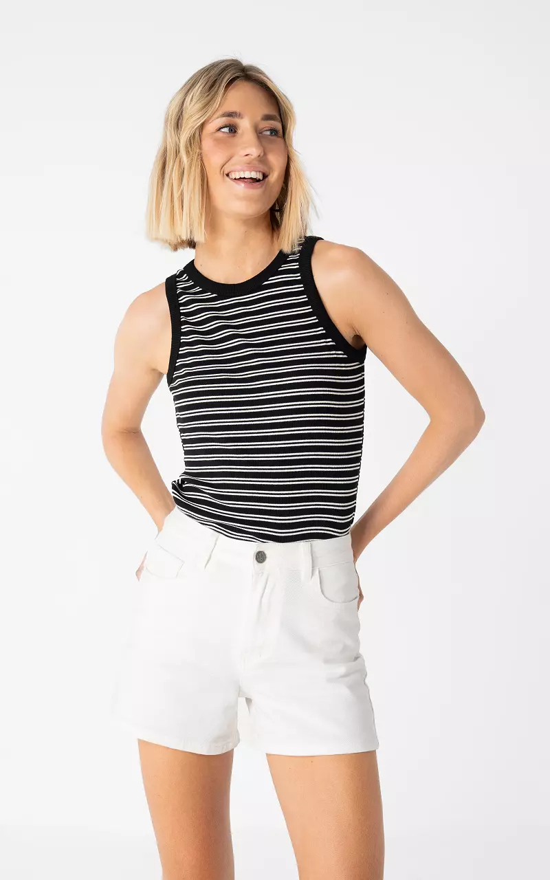 Striped halter top Black White