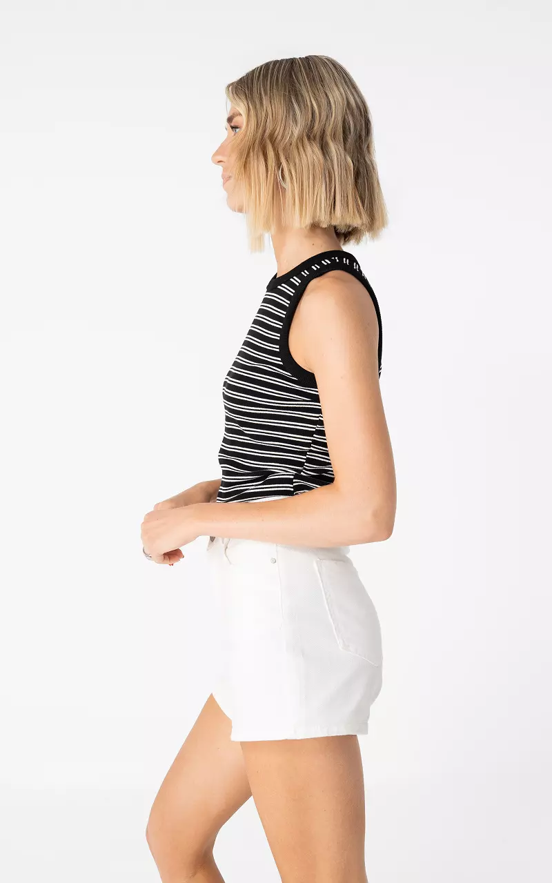 Striped halter top Black White