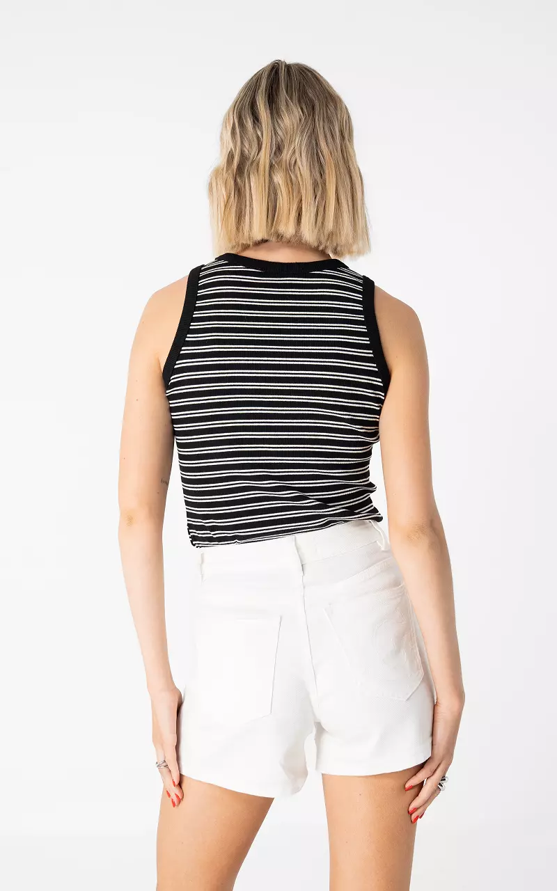 Striped halter top Black White
