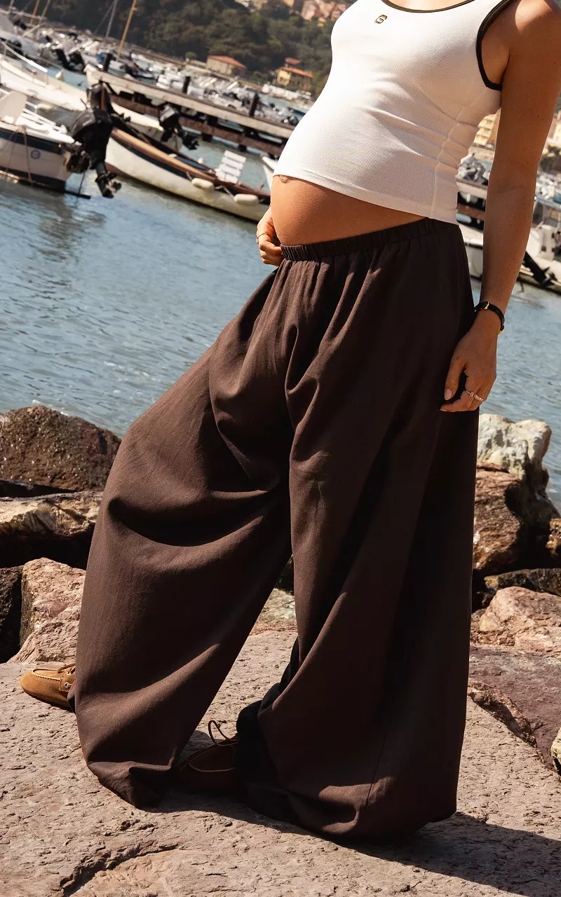 Wide linen trousers Dark Brown