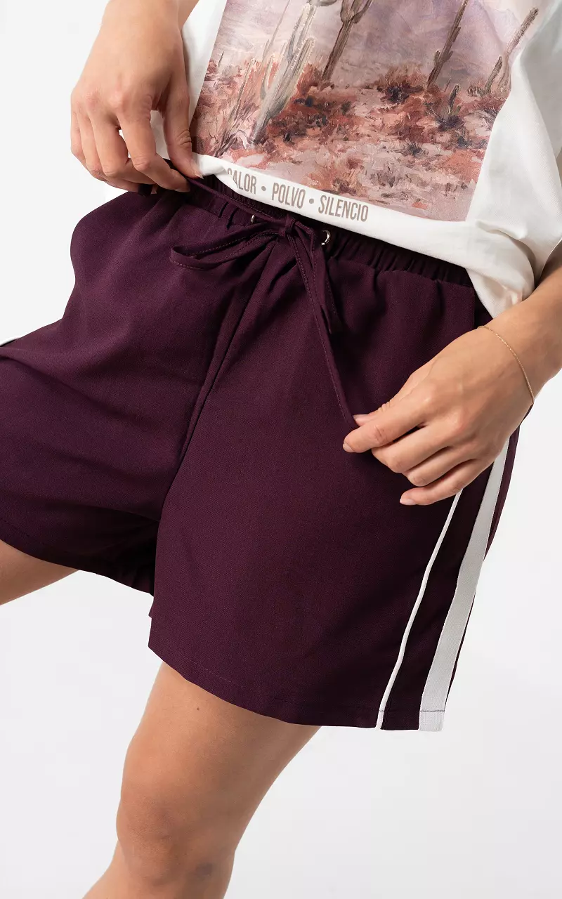 Shorts mit Streifen  Bordeaux Weiß
