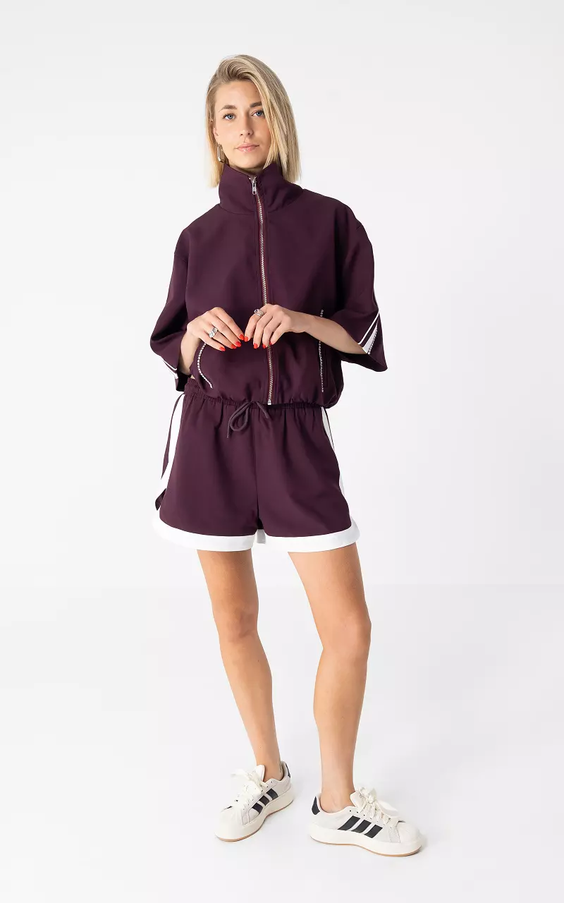 Sportliche Shorts Bordeaux Weiß