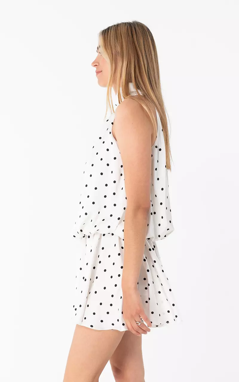 Polka dot halter dress White Black