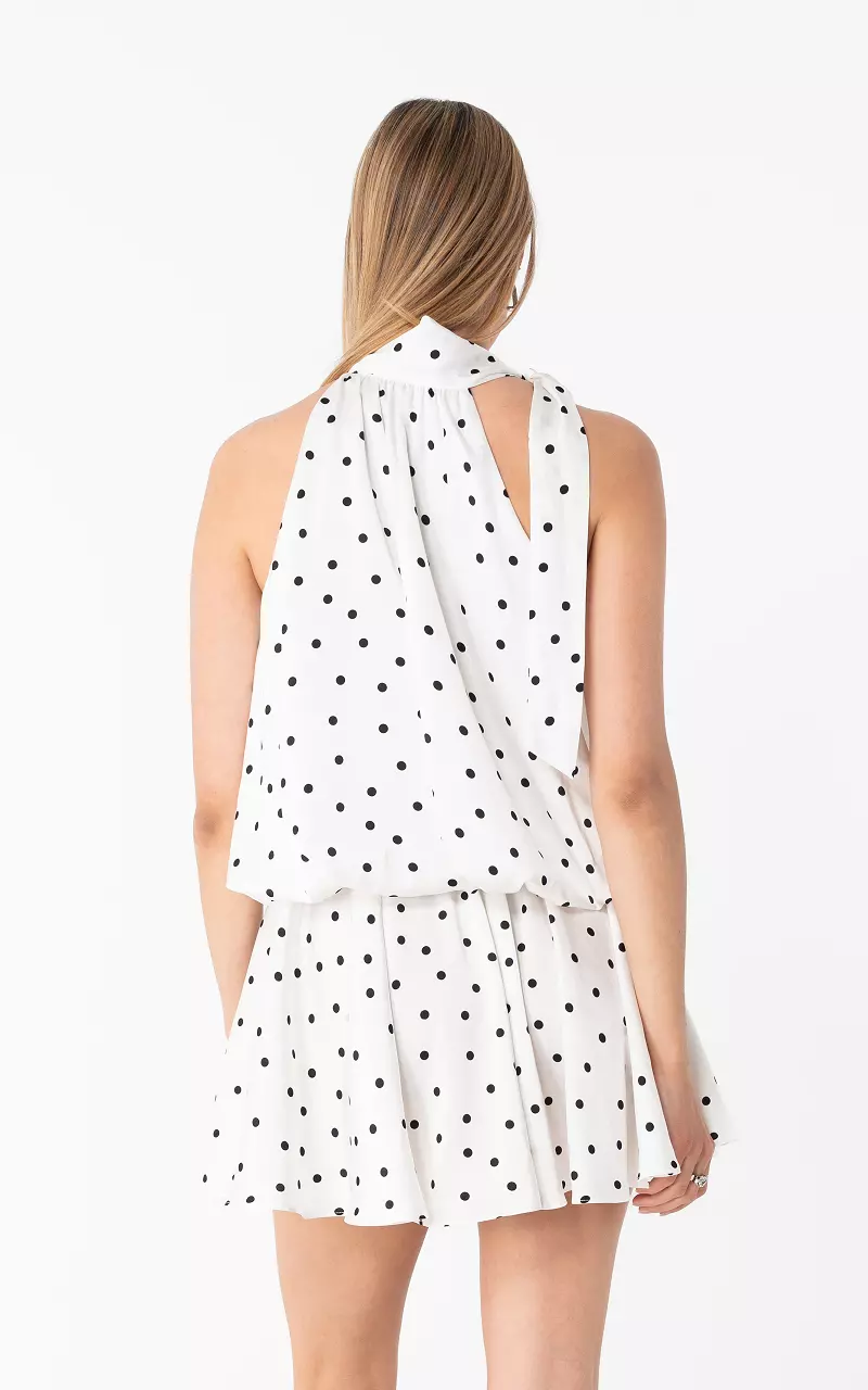 Polka dot halter dress White Black
