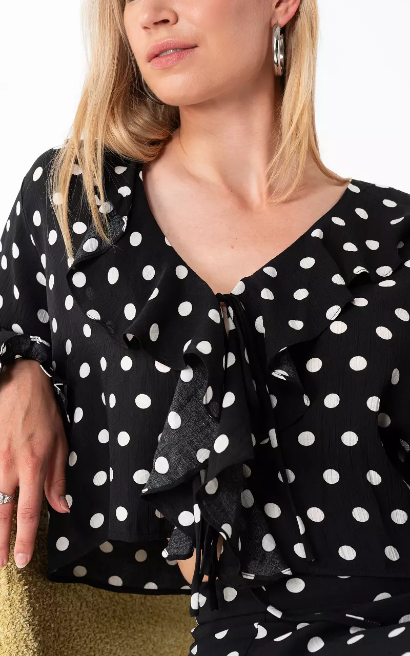 Blouse with ruffles Black White