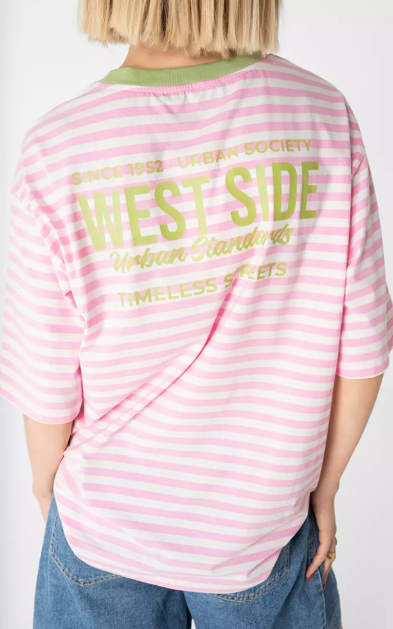 Gestreiftes Shirt Hellrosa Hellgrün