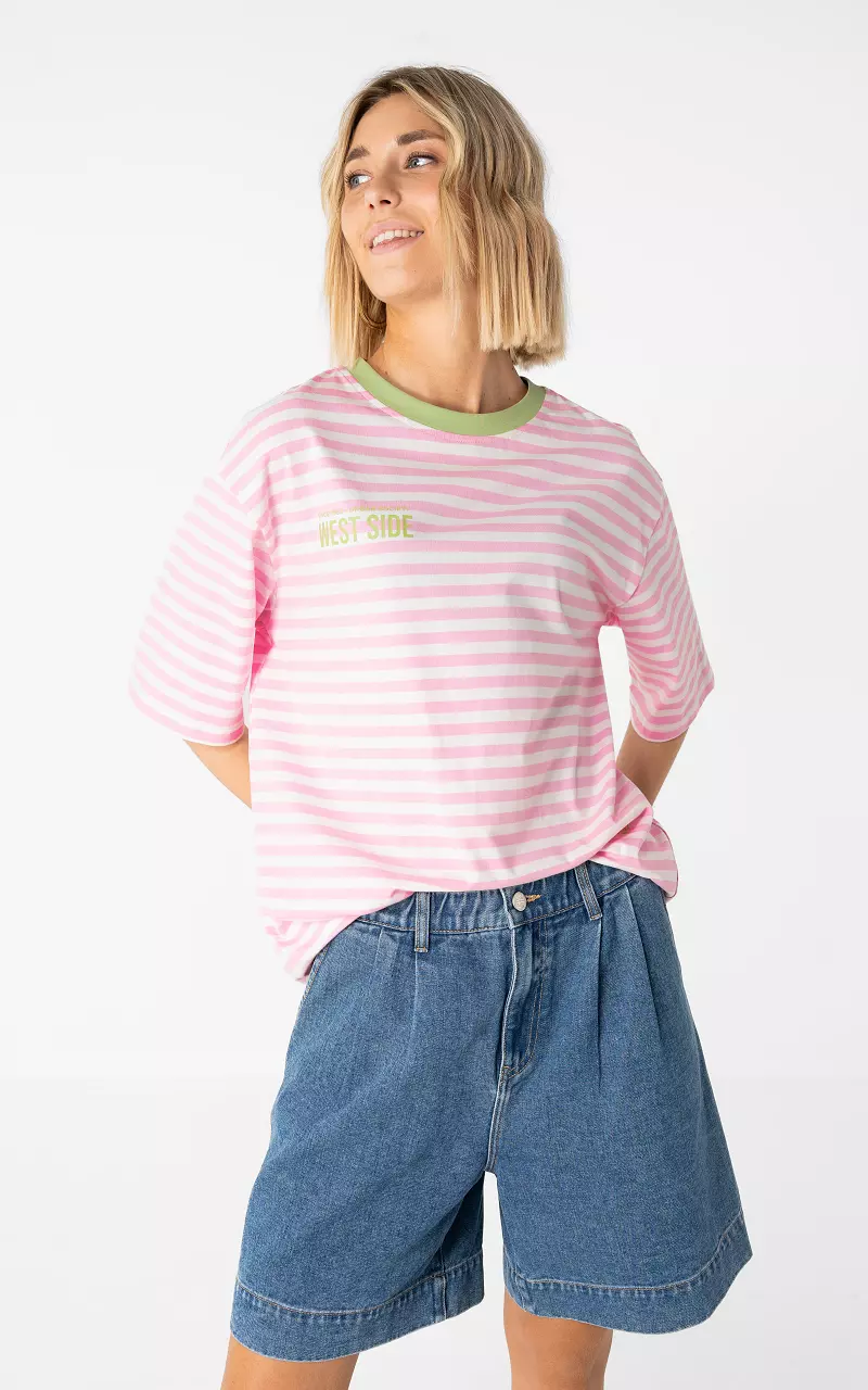 Gestreiftes Shirt Hellrosa Hellgrün
