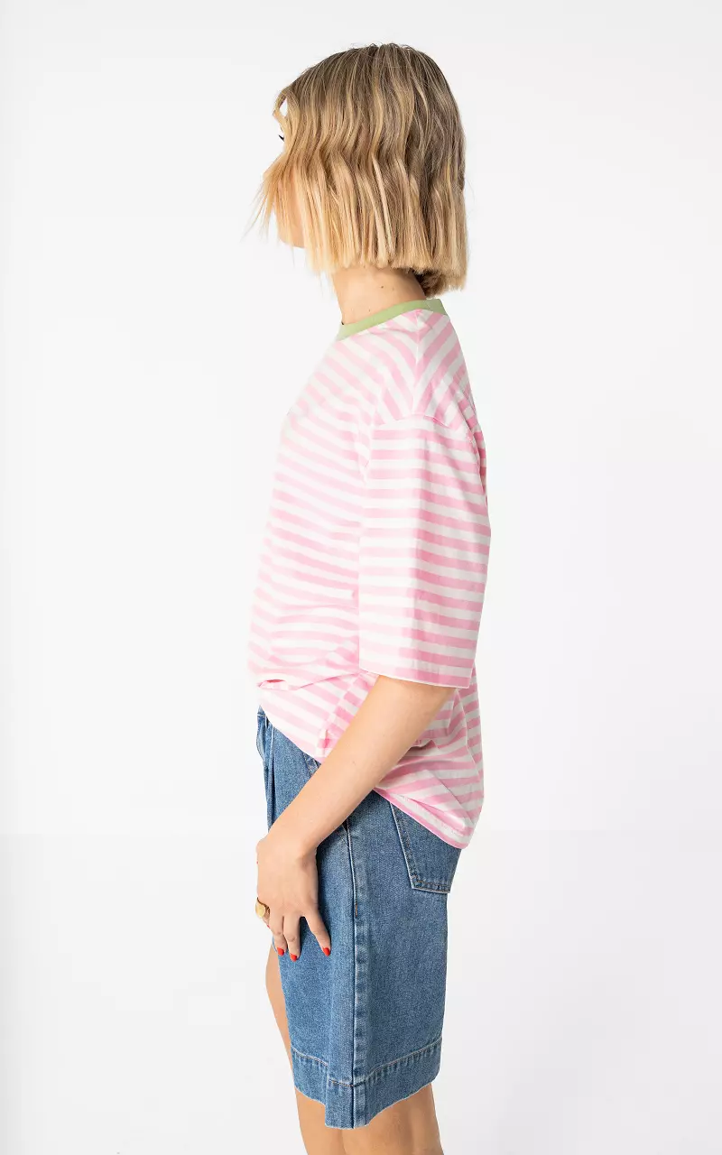 Gestreiftes Shirt Hellrosa Hellgrün
