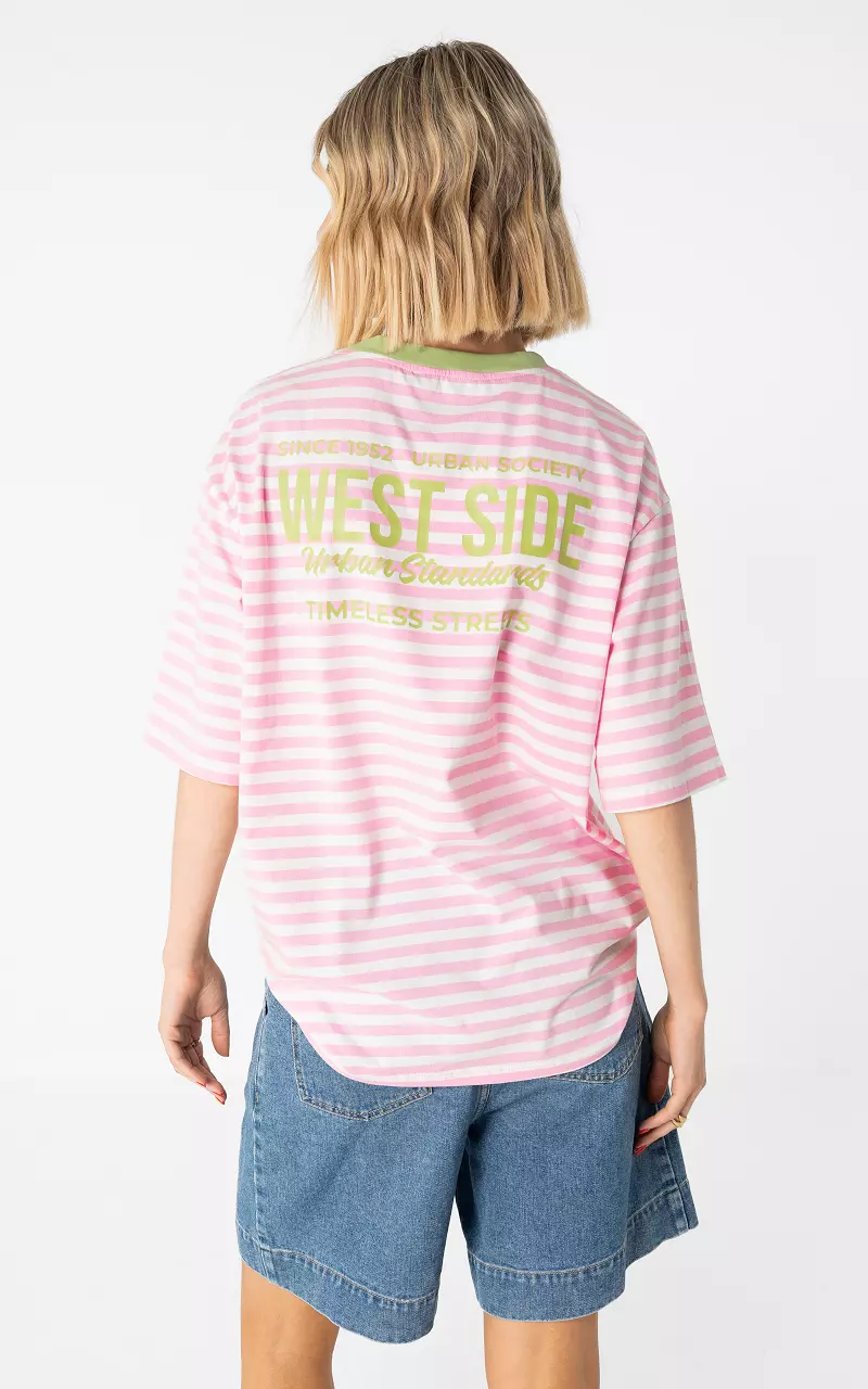 Gestreiftes Shirt Hellrosa Hellgrün