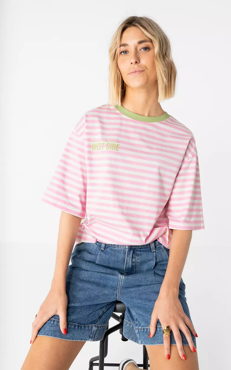 Gestreiftes Shirt Hellrosa Hellgrün