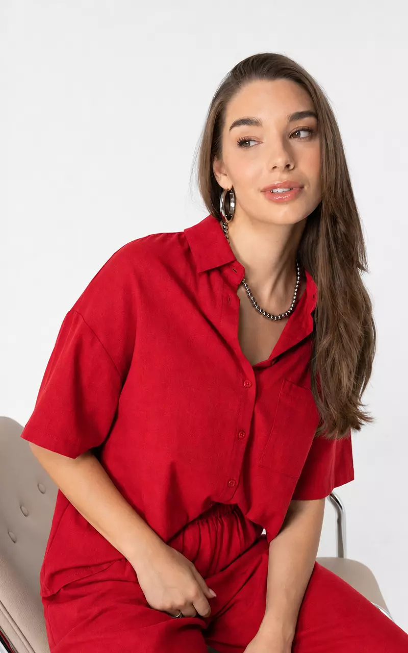Blouse korte mouwen Rood