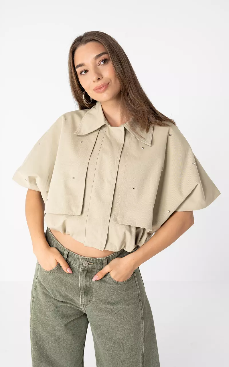 Jacke mit Nieten Beige