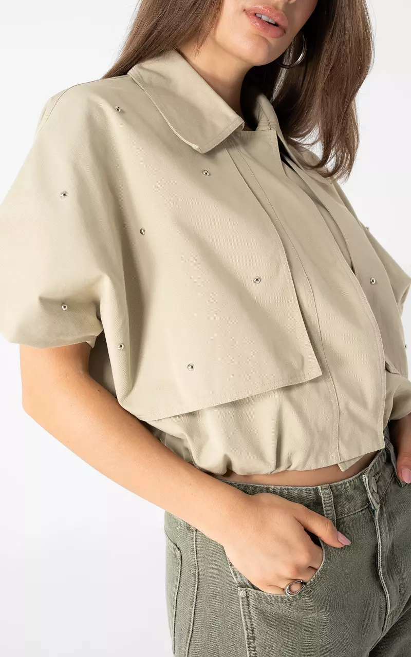 Jacke mit Nieten Beige