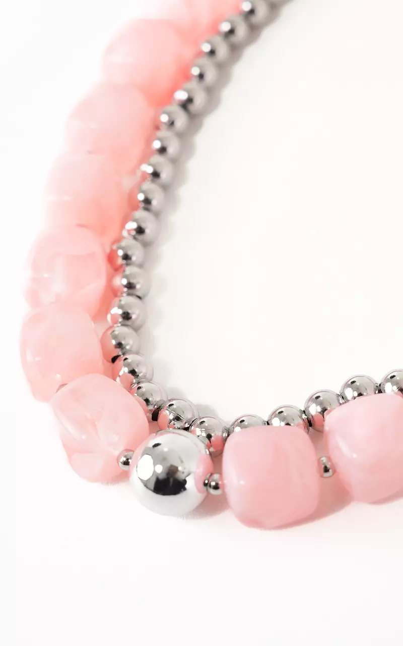 Double chain Pink Silver