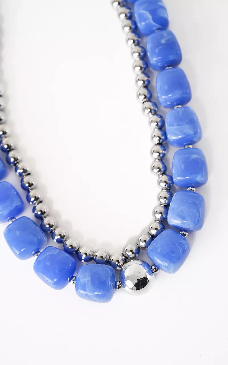 Double chain Blue Silver