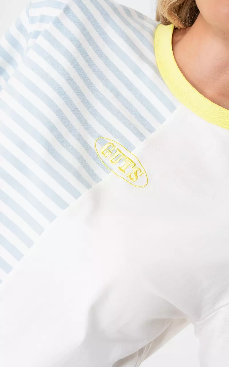 Half striped shirt Light Blue Light Yellow