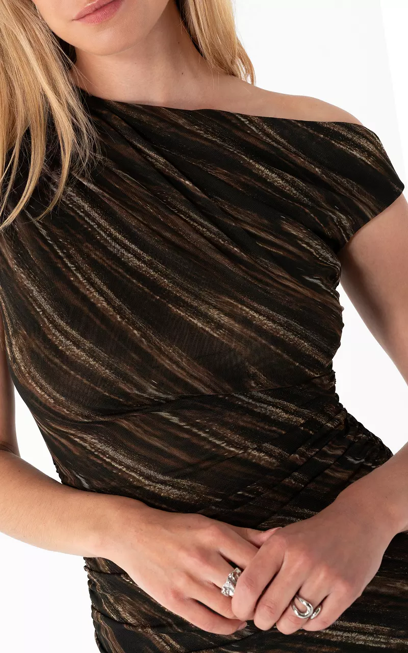 Mesh Dress Dark Brown Beige