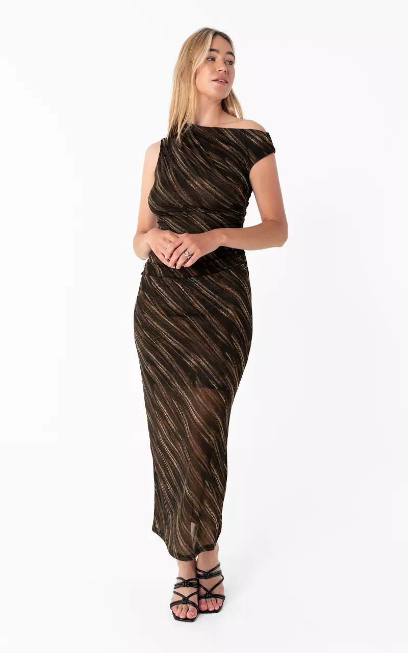Mesh Dress Dark Brown Beige
