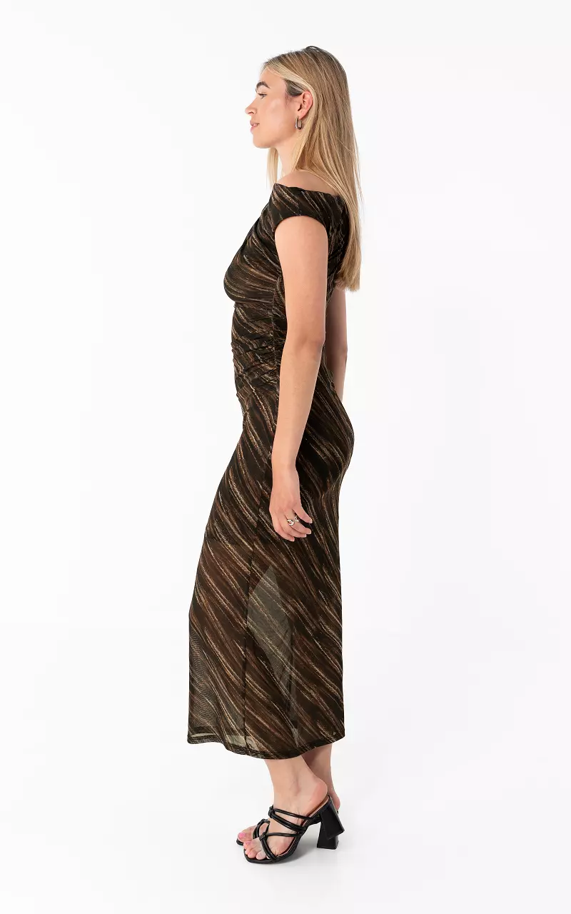 Mesh Dress Dark Brown Beige