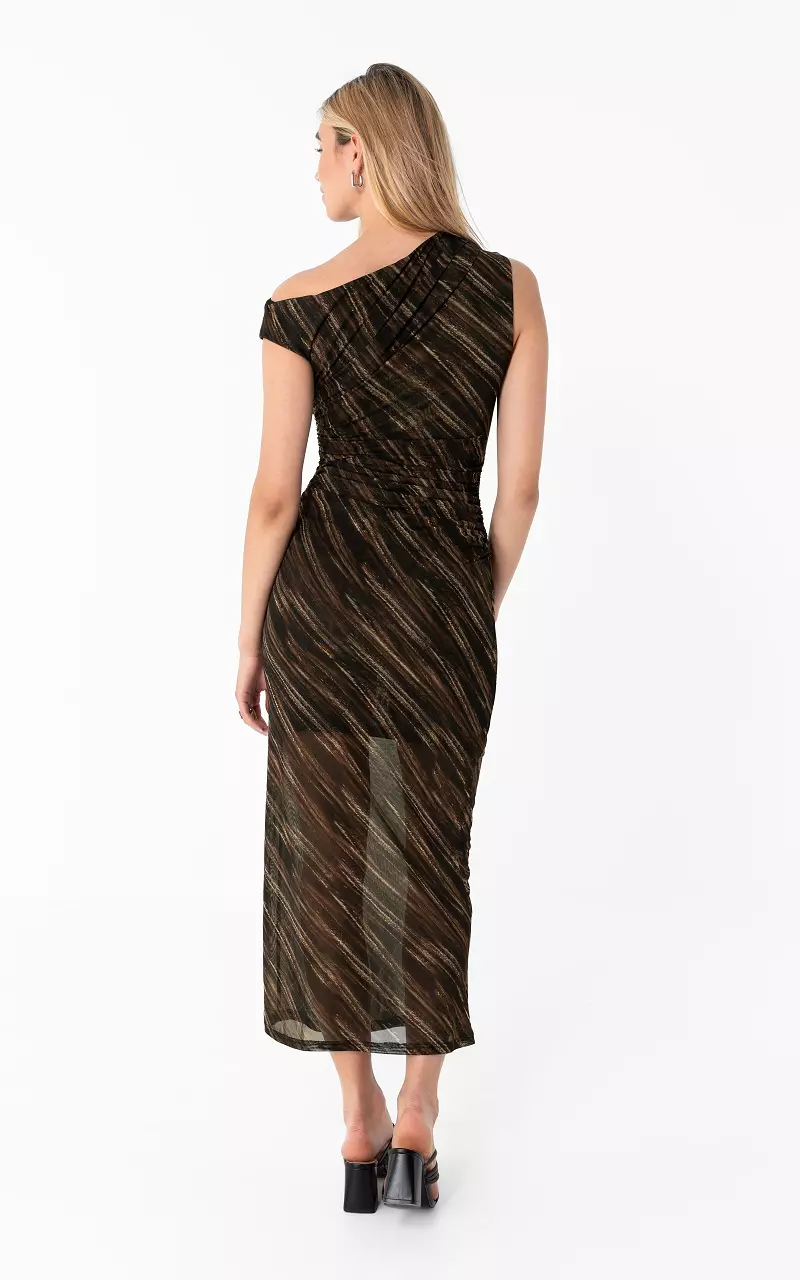 Mesh Dress Dark Brown Beige