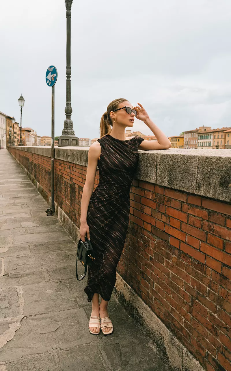 Mesh Dress Dark Brown Beige