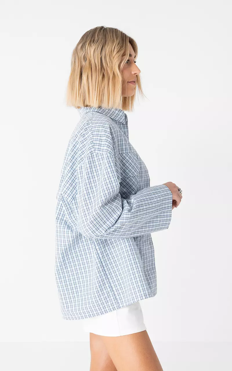Light blouse with checked pattern Blue White