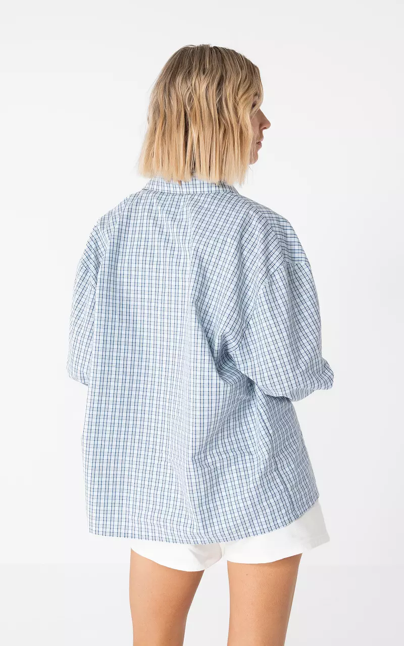 Light blouse with checked pattern Blue White